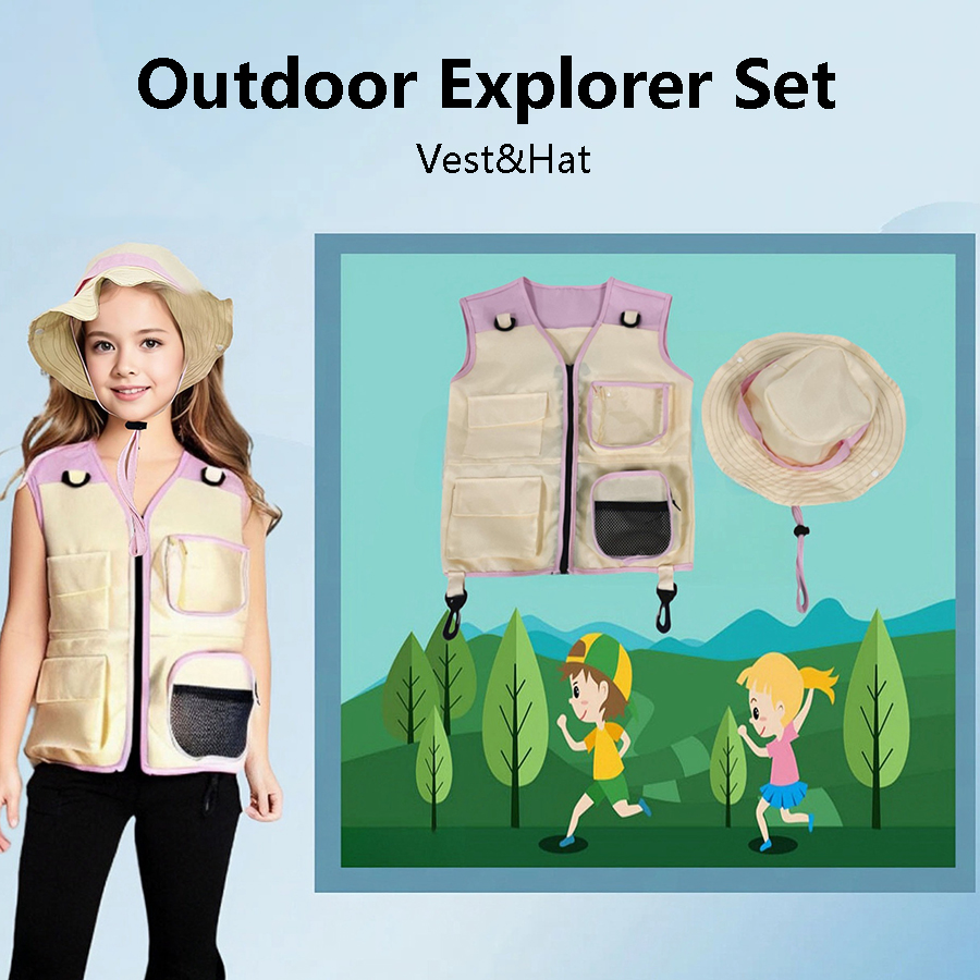 Outdoor Adventure Kids Party - Setelan topi rompi penjelajah anak-anak pakaian