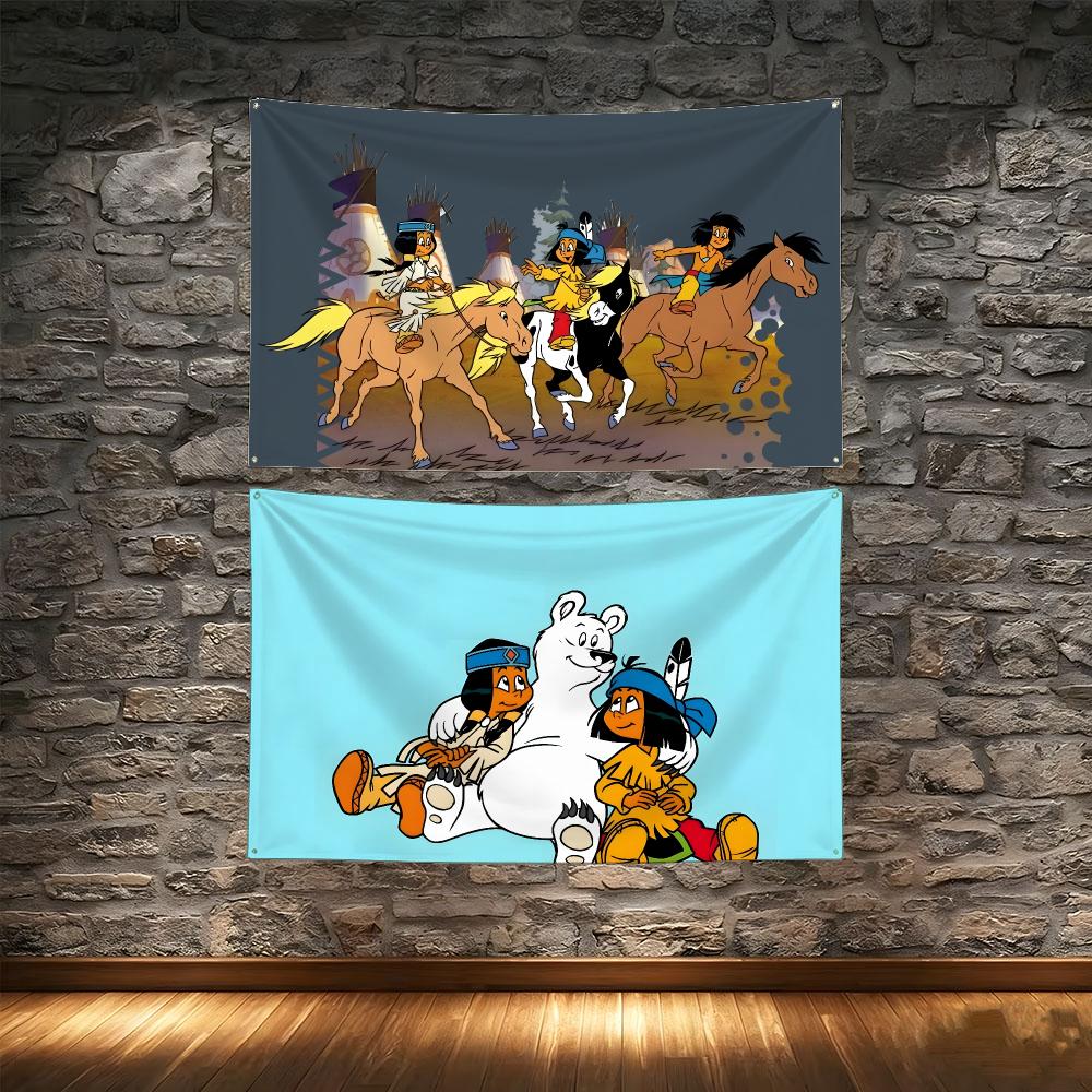 Outdoor Adventure Kids Party - Tapestry Bendera Kartun Anak Petualang Y-Yakari
