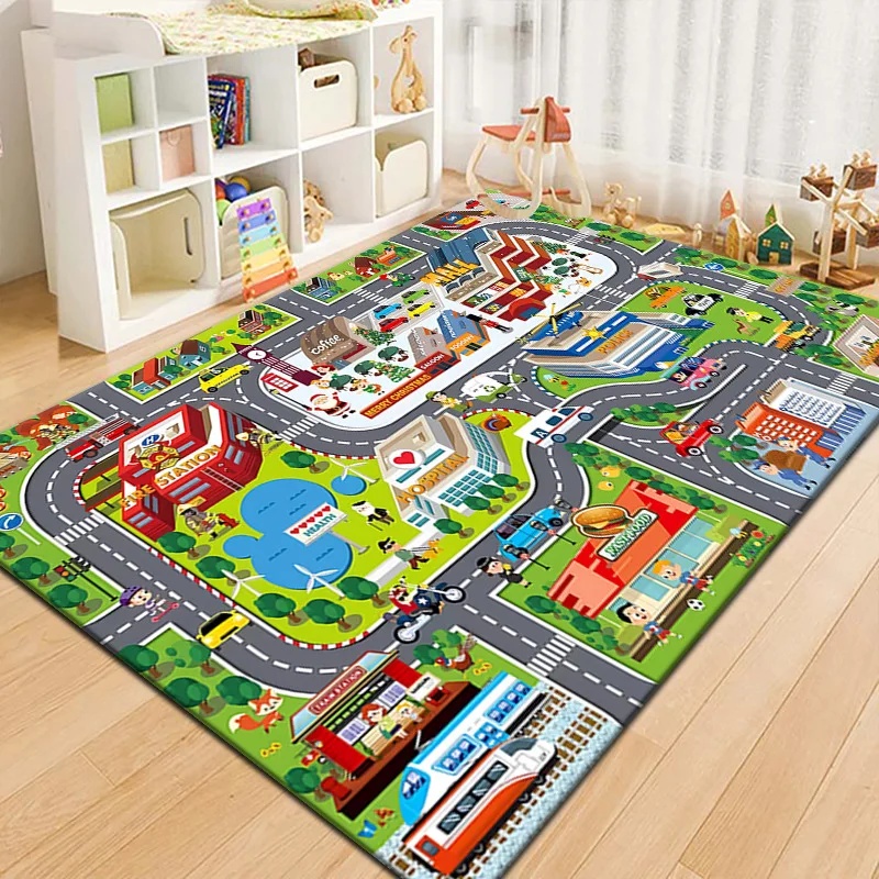 Outdoor Adventure Toys - Karpet Peta Kota Anak-Anak Warna-Warni, Alas