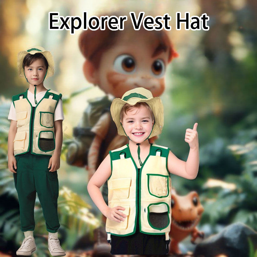 Outdoor Adventure Kids Party - Setelan topi rompi penjelajah berkemah anak-anak
