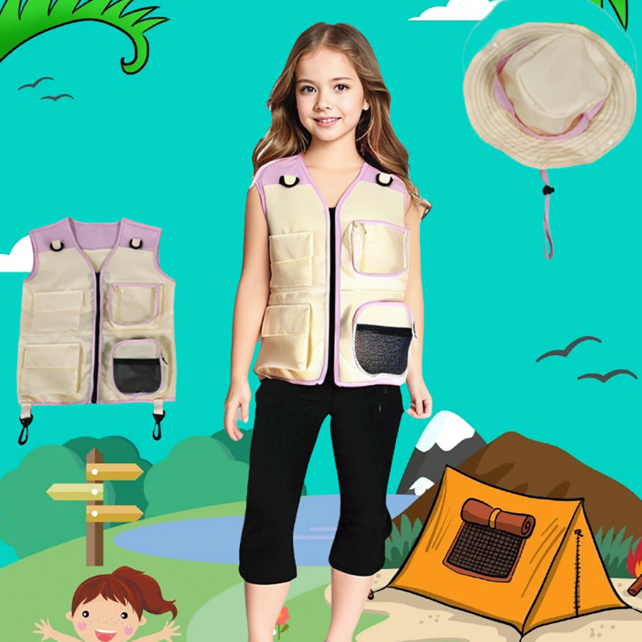 Setelan topi rompi penjelajah  - Outdoor Adventure Kids Party ulasan dan harga
