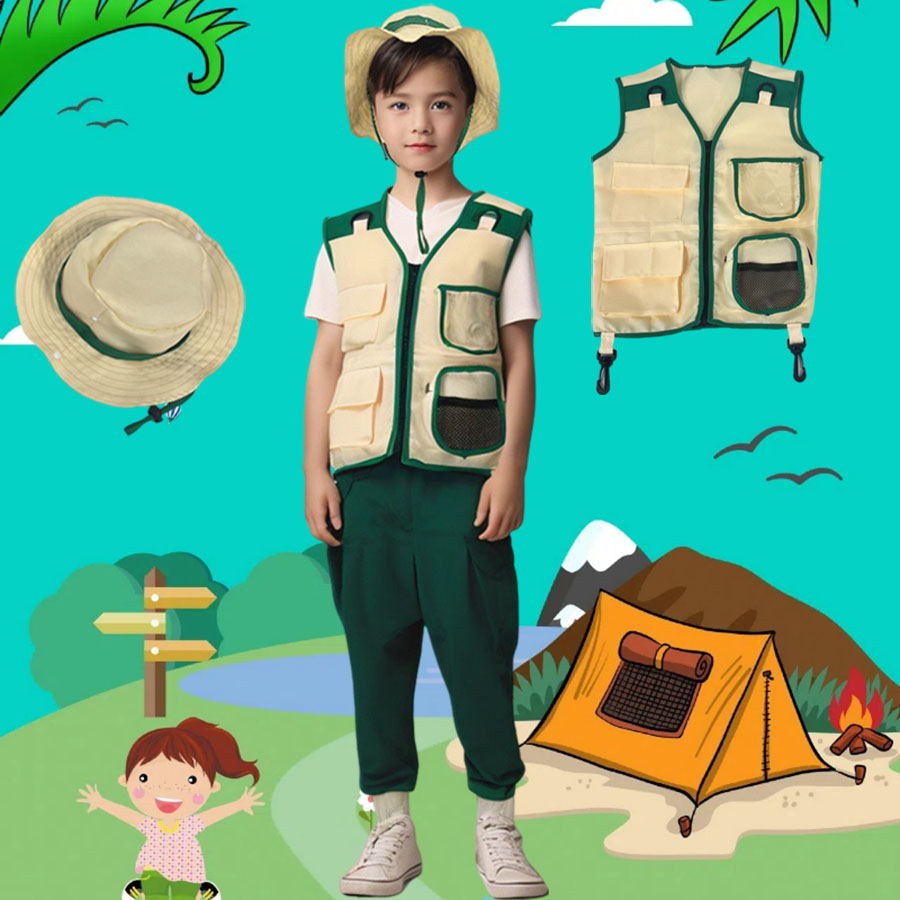 Setelan topi rompi penjelajah  - Outdoor Adventure Kids Party ulasan dan harga