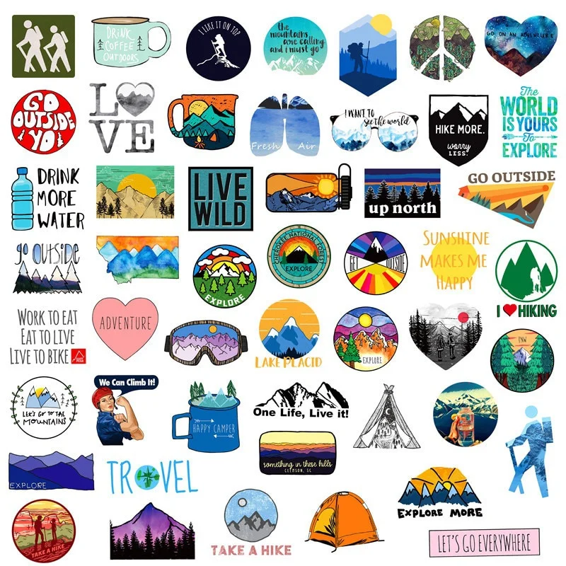 50 buah stiker mendaki petuala - Outdoor Adventure Toys ulasan dan harga