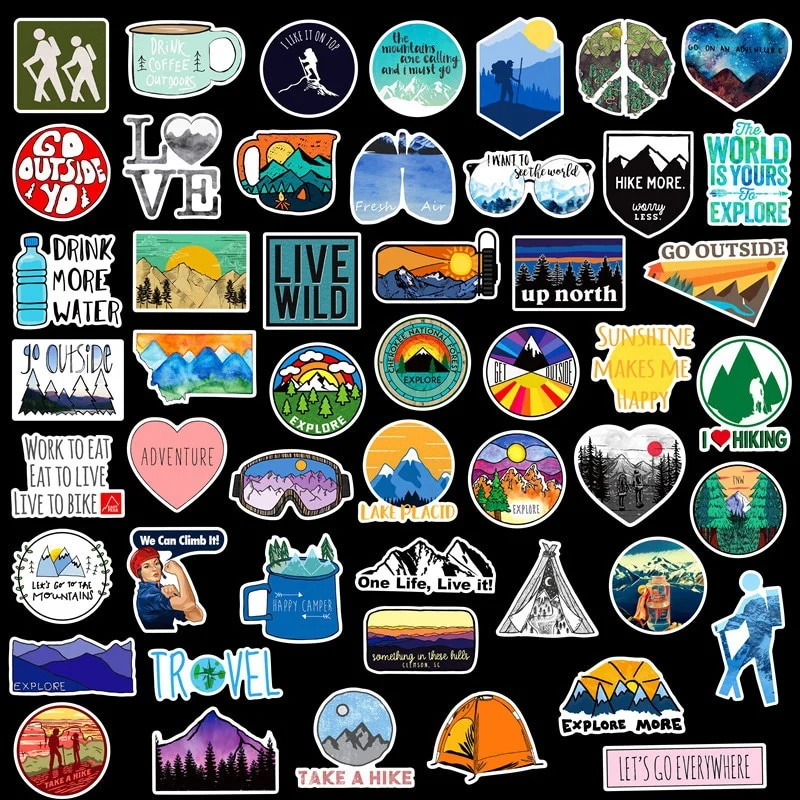 50 buah stiker mendaki petuala - Outdoor Adventure Toys ulasan dan harga